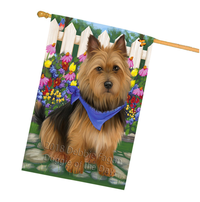 Spring Floral Australian Terrier Dog House Flag FLG52311