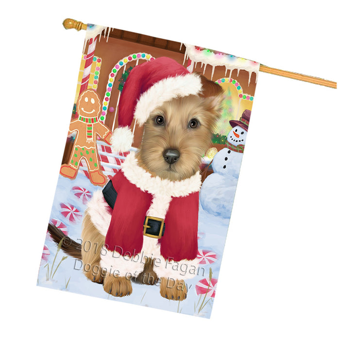 Christmas Gingerbread House Candyfest Australian Terrier Dog House Flag FLG56841