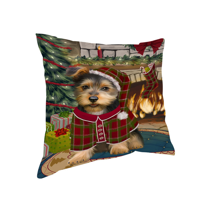 The Stocking was Hung Australian Terrier Dog Pillow PIL69664