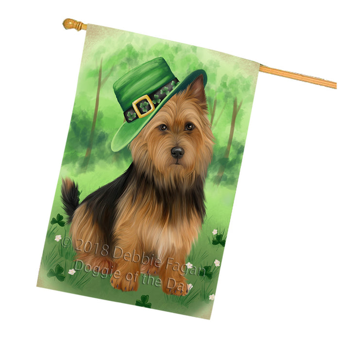 St. Patricks Day Irish Portrait Australian Terrier Dog House Flag FLG64997