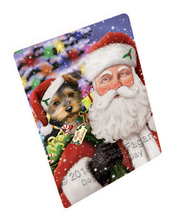 Santa Carrying Australian Terrier Dog and Christmas Presents Large Refrigerator / Dishwasher Magnet RMAG82896