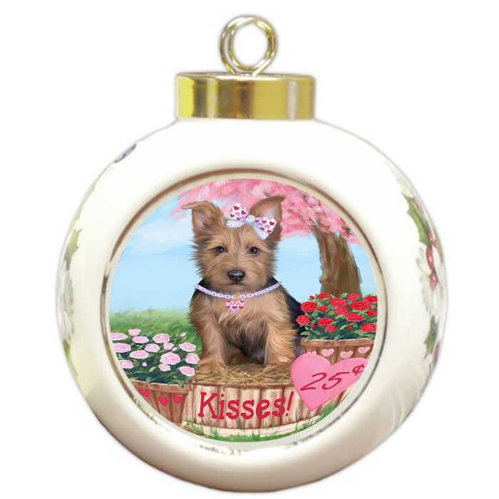 Rosie 25 Cent Kisses Australian Terrier Dog Round Ball Christmas Ornament RBPOR56159