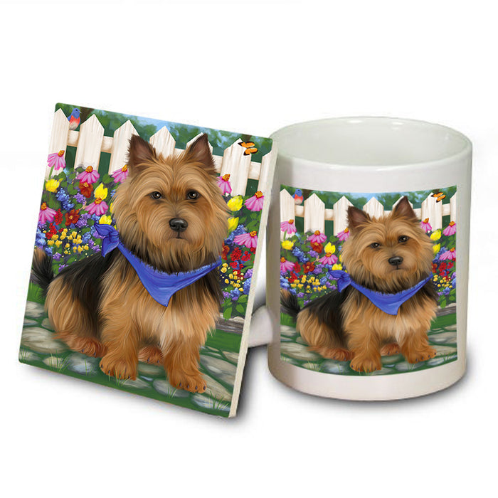 Spring Floral Australian Terrier Dog Mug and Coaster Set MUC52170