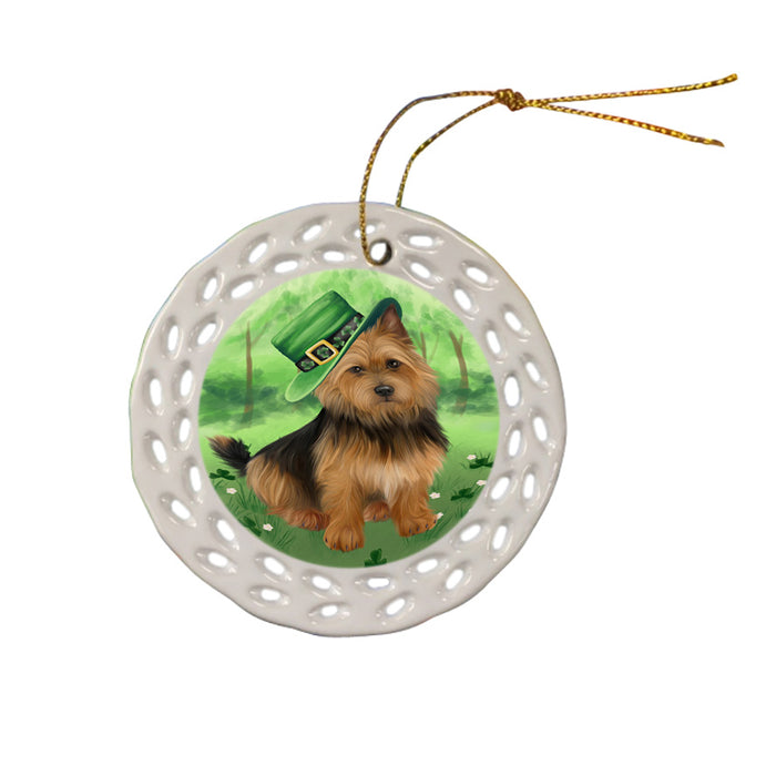 St. Patricks Day Irish Portrait Australian Terrier Dog Ceramic Doily Ornament DPOR57913