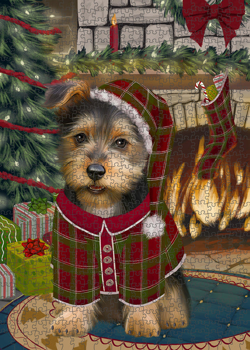 The Stocking was Hung Australian Terrier Dog Puzzle with Photo Tin PUZL88940