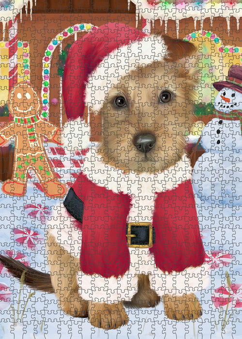 Christmas Gingerbread House Candyfest Australian Terrier Dog Puzzle  PUZL92828