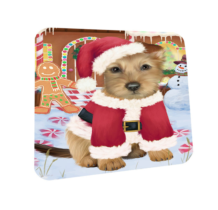 Christmas Gingerbread House Candyfest Australian Terrier Dog Coasters Set of 4 CST56115