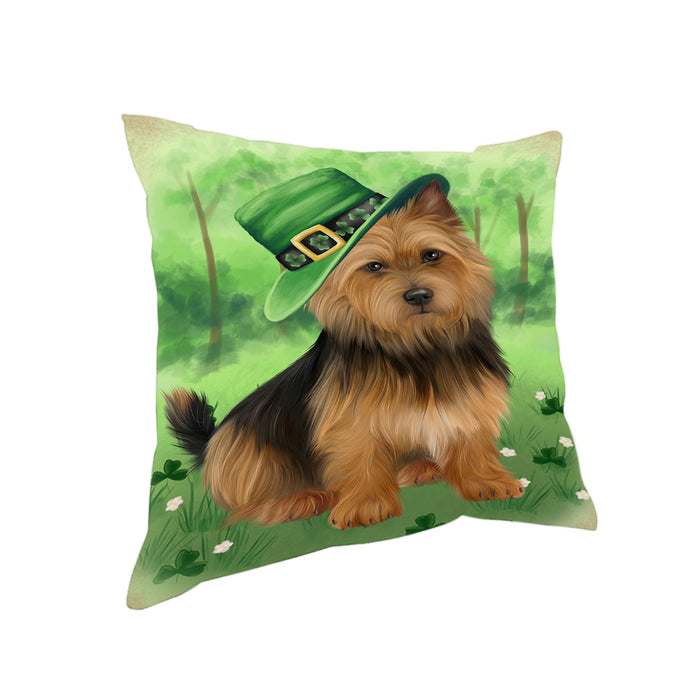 St. Patricks Day Irish Portrait Australian Terrier Dog Pillow PIL86004