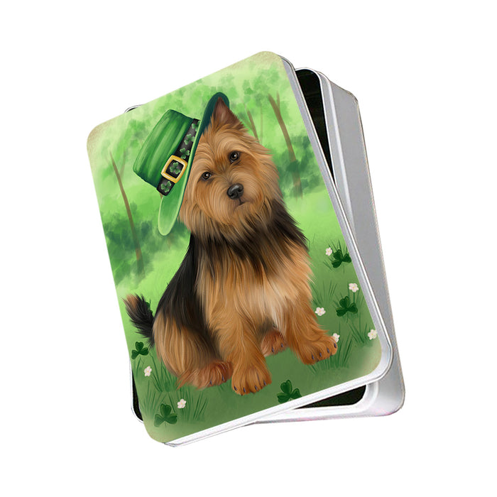 St. Patricks Day Irish Portrait Australian Terrier Dog Photo Storage Tin PITN56916