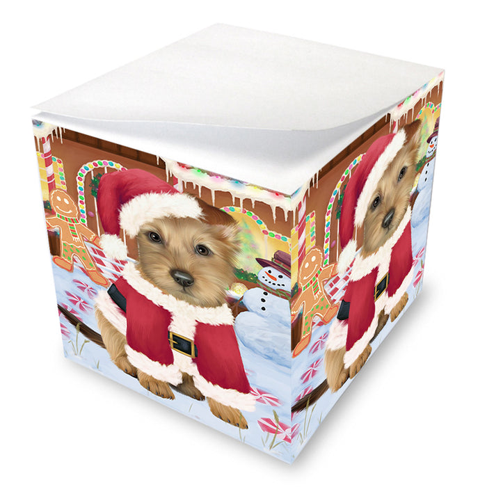 Christmas Gingerbread House Candyfest Australian Terrier Dog Note Cube NOC54229