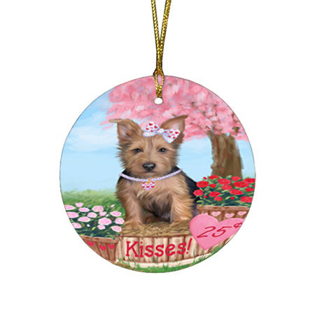 Rosie 25 Cent Kisses Australian Terrier Dog Round Flat Christmas Ornament RFPOR56159