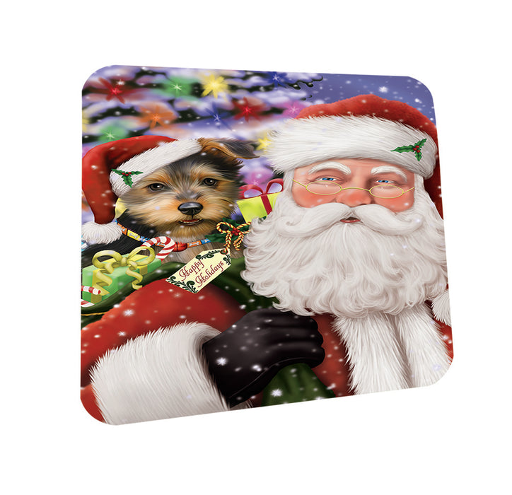 Santa Carrying Australian Terrier Dog and Christmas Presents Coasters Set of 4 CST53627