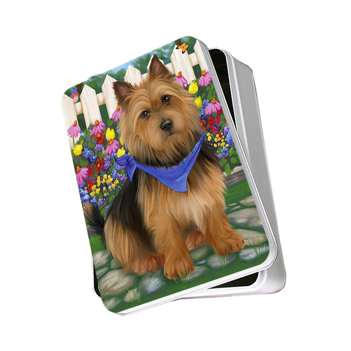 Spring Floral Australian Terrier Dog Photo Storage Tin PITN52230