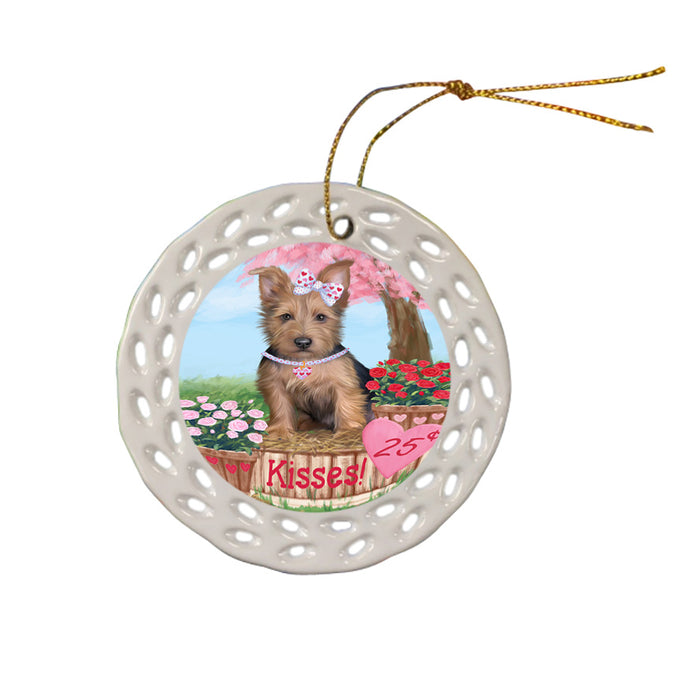 Rosie 25 Cent Kisses Australian Terrier Dog Ceramic Doily Ornament DPOR56159