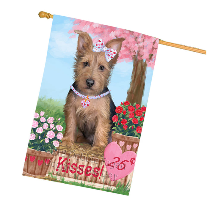 Rosie 25 Cent Kisses Australian Terrier Dog House Flag FLG56487