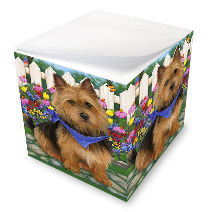 Spring Floral Australian Terrier Dog Note Cube NOC52178