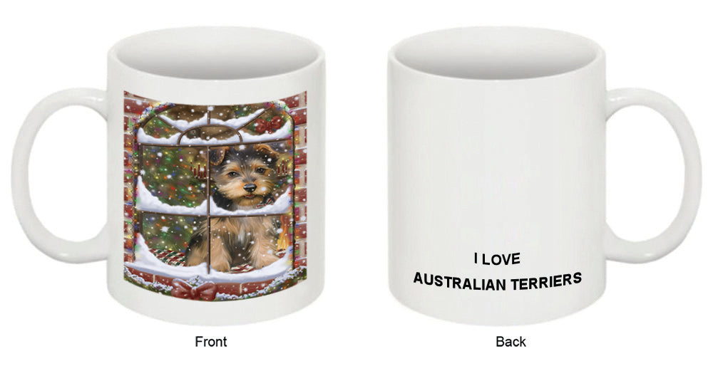 Please Come Home For Christmas Australian Terrier Dog Sitting In Window Coffee Mug MUG49010