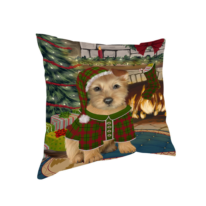 The Stocking was Hung Australian Terrier Dog Pillow PIL69668