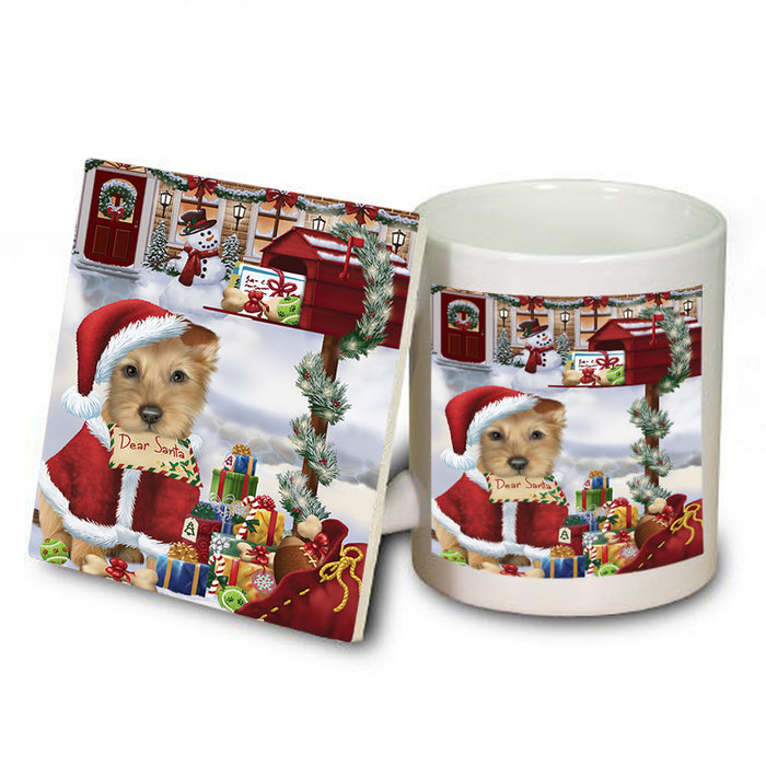 Australian Terrier Dog Dear Santa Letter Christmas Holiday Mailbox Mug and Coaster Set MUC53512