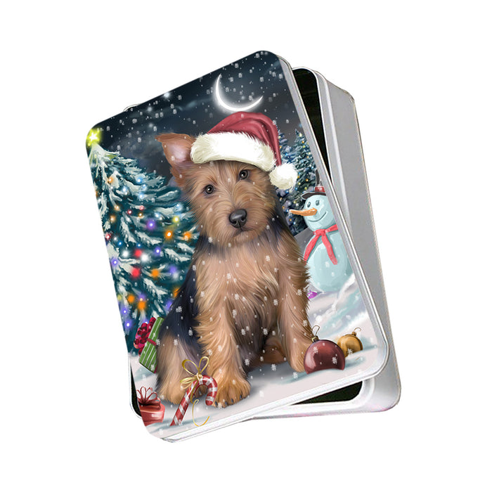 Have a Holly Jolly Australian Terrier Dog Christmas Photo Storage Tin PITN51625