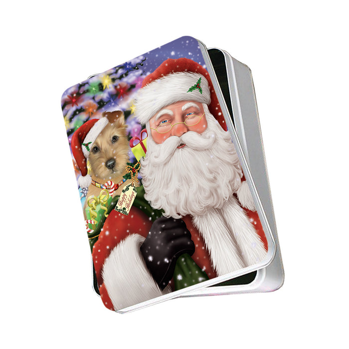Santa Carrying Australian Terrier Dog and Christmas Presents Photo Storage Tin PITN53613