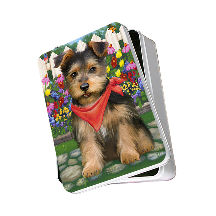 Spring Floral Australian Terrier Dog Photo Storage Tin PITN52231