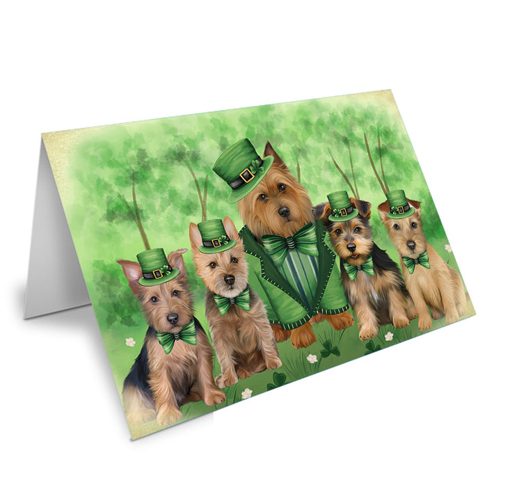 St. Patricks Day Irish Portrait Australian Terrier Dogs Handmade Artwork Assorted Pets Greeting Cards and Note Cards with Envelopes for All Occasions and Holiday Seasons GCD76436