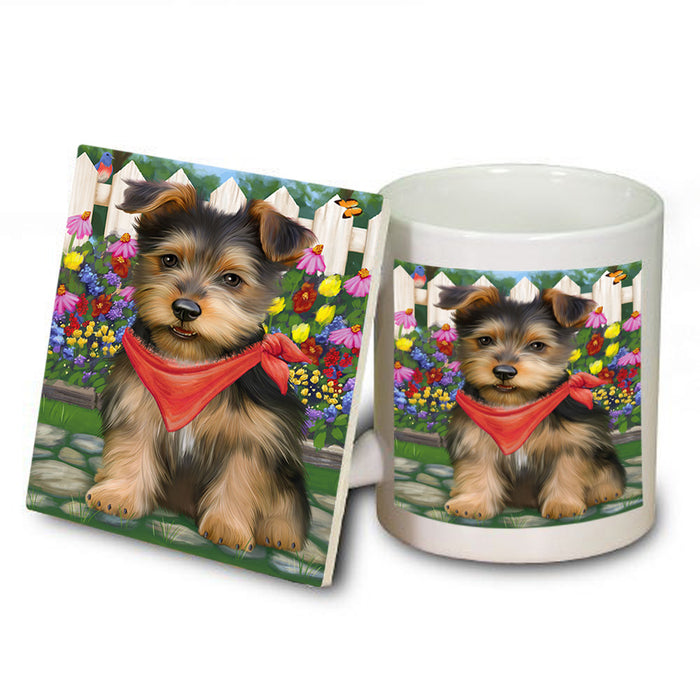 Spring Floral Australian Terrier Dog Mug and Coaster Set MUC52171