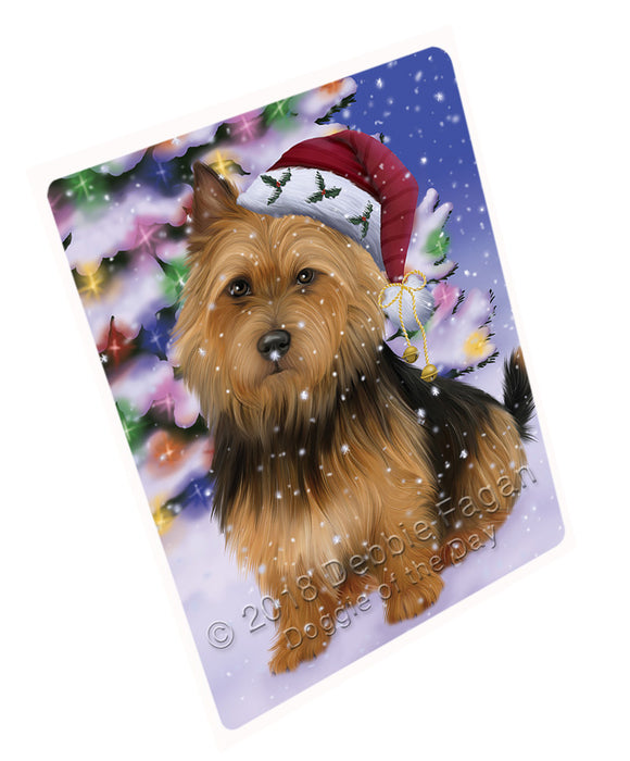 Winterland Wonderland Australian Terrier Dog In Christmas Holiday Scenic Background Cutting Board C65631