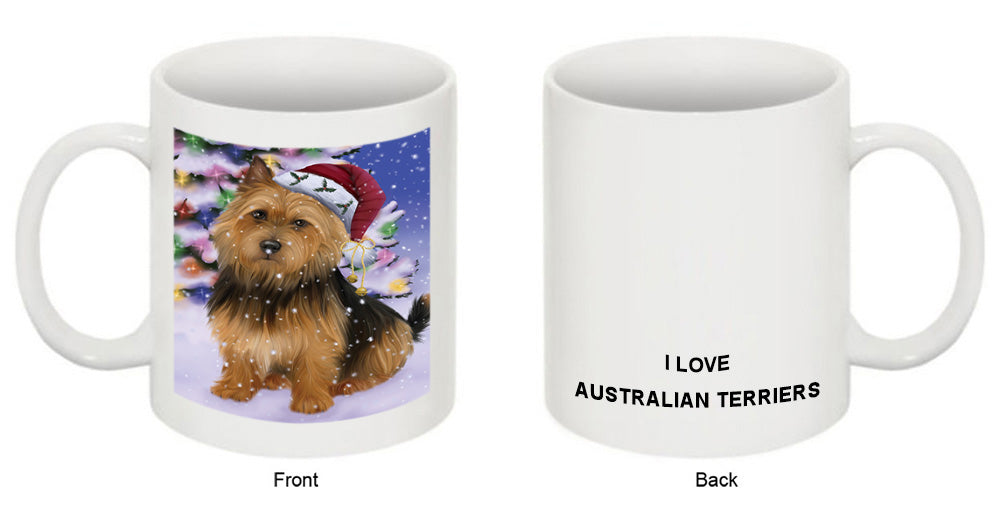 Winterland Wonderland Australian Terrier Dog In Christmas Holiday Scenic Background Coffee Mug MUG49127