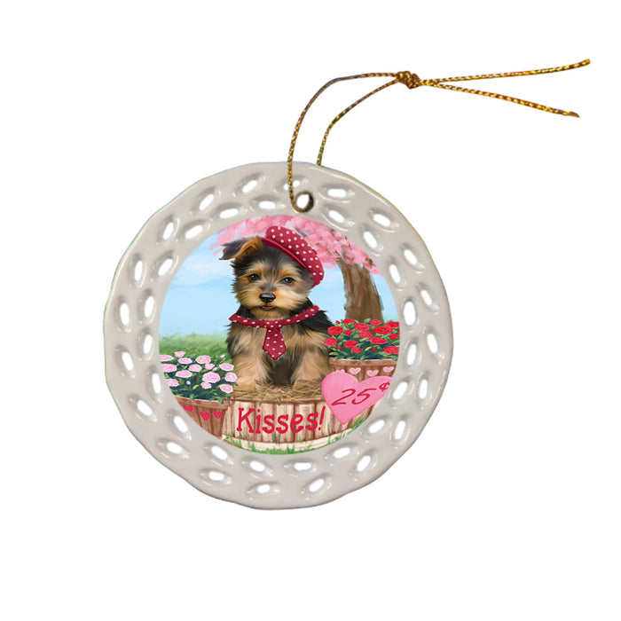 Rosie 25 Cent Kisses Australian Terrier Dog Ceramic Doily Ornament DPOR56160