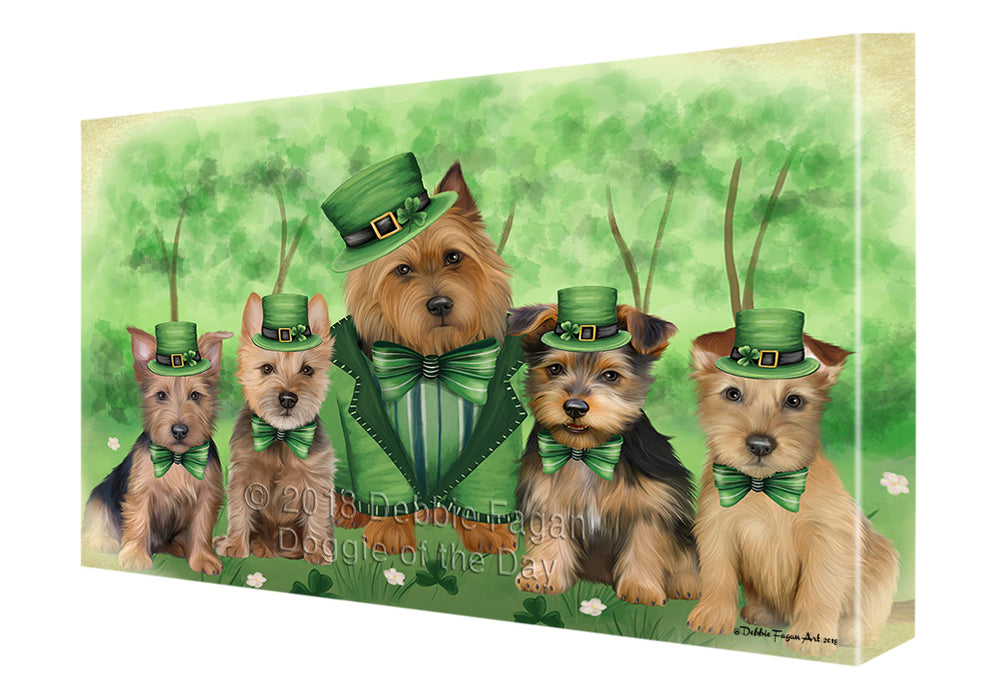 St. Patricks Day Irish Portrait Australian Terrier Dogs Canvas Print Wall Art Décor CVS135206