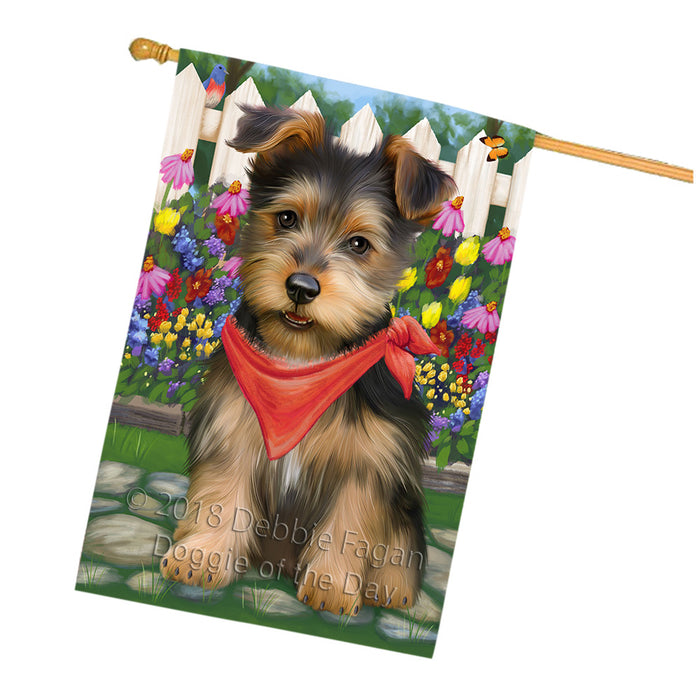 Spring Floral Australian Terrier Dog House Flag FLG52312