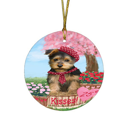 Rosie 25 Cent Kisses Australian Terrier Dog Round Flat Christmas Ornament RFPOR56160