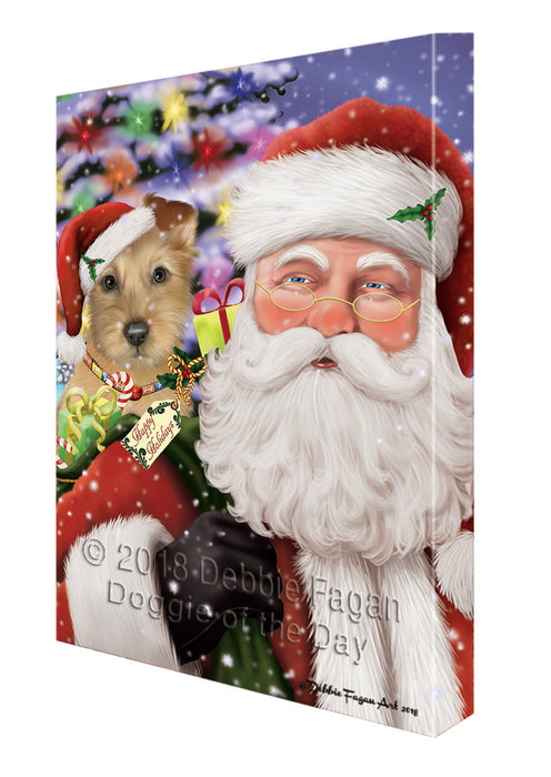Santa Carrying Australian Terrier Dog and Christmas Presents Canvas Print Wall Art Décor CVS100880