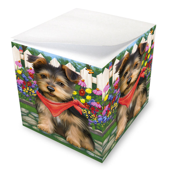 Spring Floral Australian Terrier Dog Note Cube NOC52179