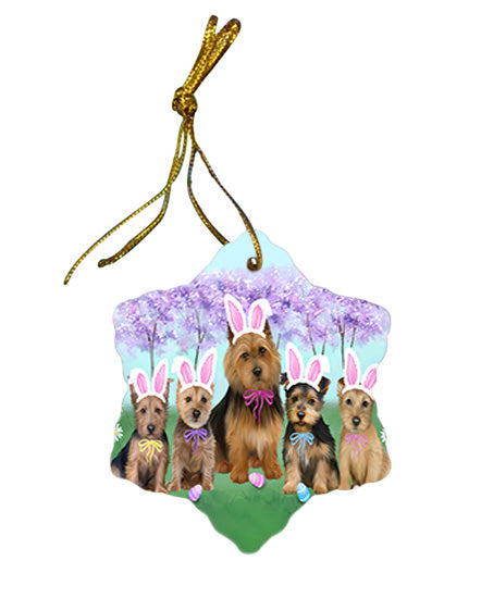 Easter Holiday Australian Terriers Dog Star Porcelain Ornament SPOR57271