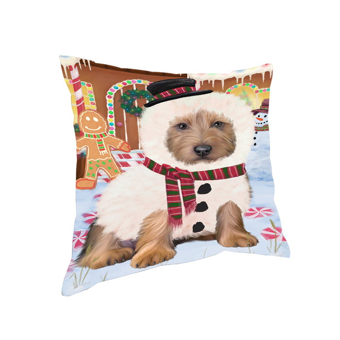 Christmas Gingerbread House Candyfest Australian Terrier Dog Pillow PIL78924