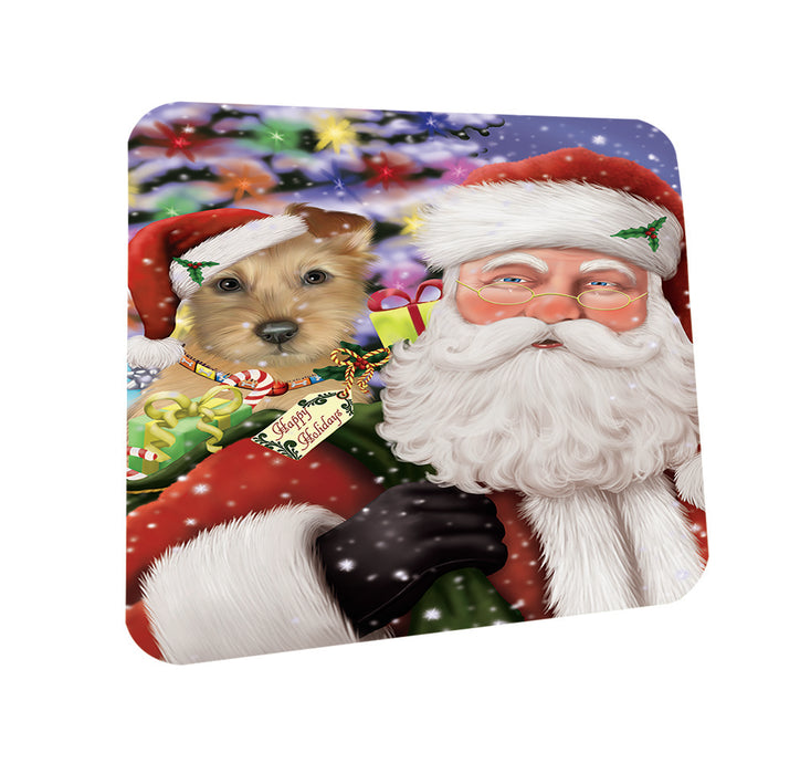 Santa Carrying Australian Terrier Dog and Christmas Presents Coasters Set of 4 CST53628