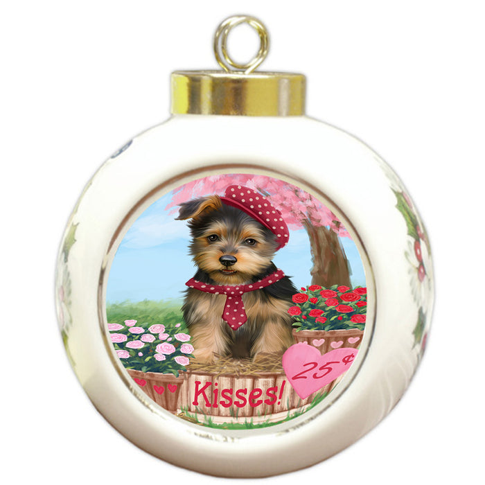 Rosie 25 Cent Kisses Australian Terrier Dog Round Ball Christmas Ornament RBPOR56160