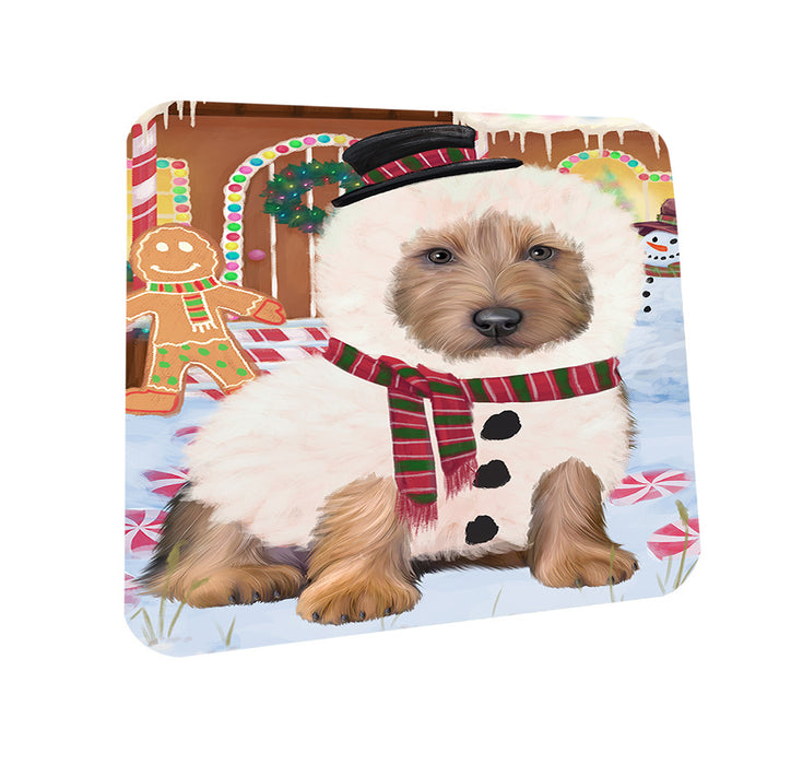Christmas Gingerbread House Candyfest Australian Terrier Dog Coasters Set of 4 CST56116