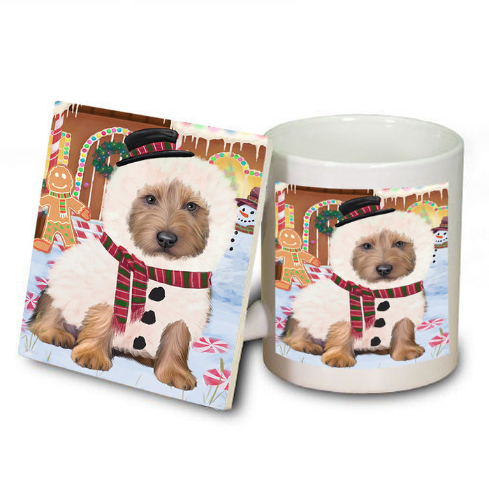 Christmas Gingerbread House Candyfest Australian Terrier Dog Mug and Coaster Set MUC56150