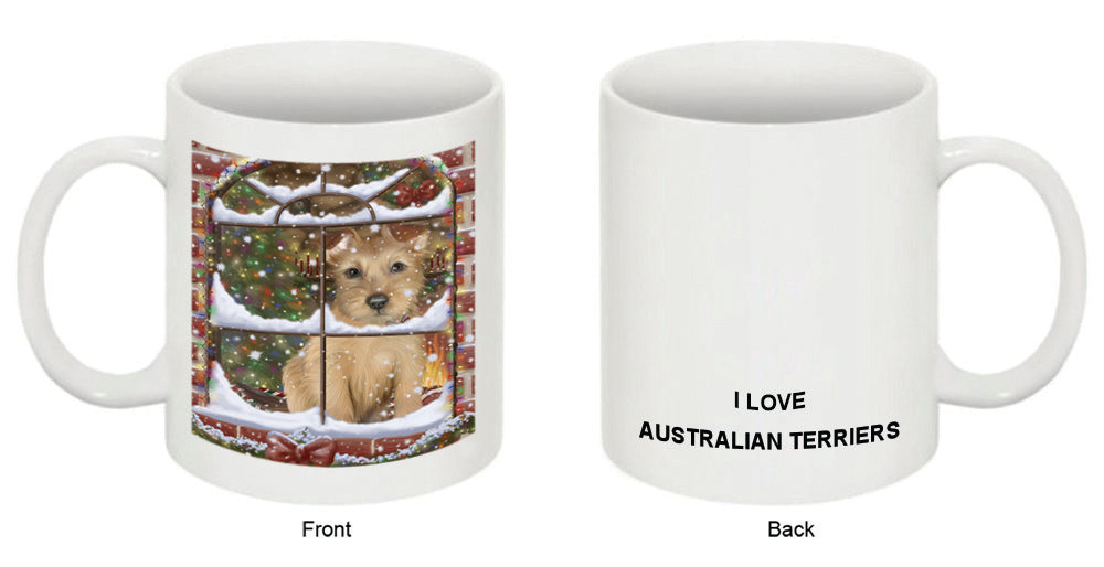 Please Come Home For Christmas Australian Terrier Dog Sitting In Window Coffee Mug MUG49011