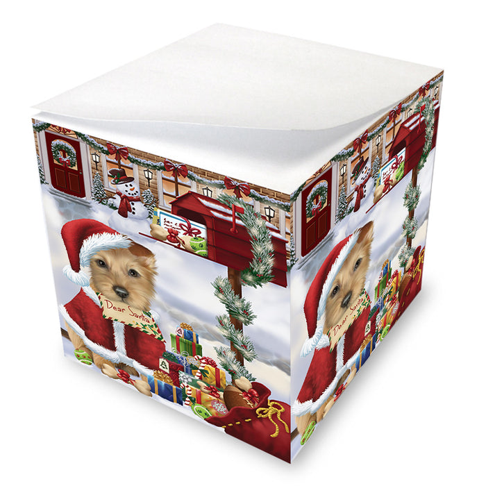 Australian Terrier Dog Dear Santa Letter Christmas Holiday Mailbox Note Cube NOC55166