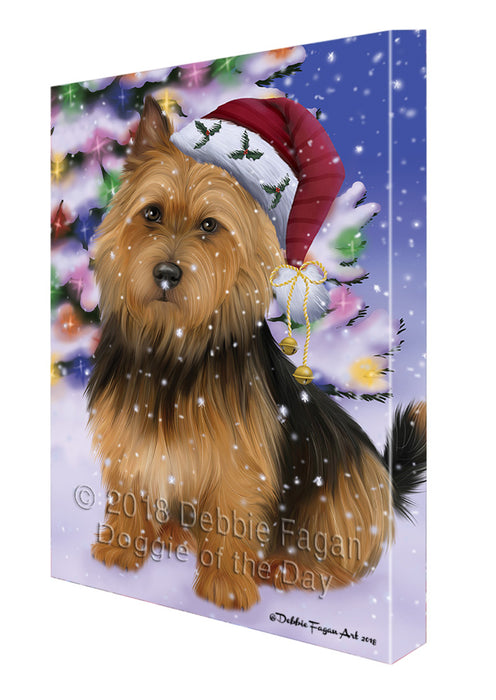 Winterland Wonderland Australian Terrier Dog In Christmas Holiday Scenic Background Canvas Print Wall Art Décor CVS101411