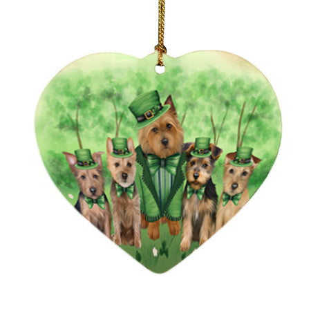 St. Patricks Day Irish Portrait Australian Terrier Dogs Heart Christmas Ornament HPOR57914