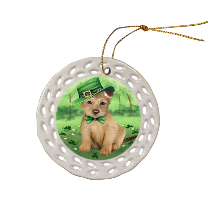 St. Patricks Day Irish Portrait Australian Terrier Dog Ceramic Doily Ornament DPOR57915