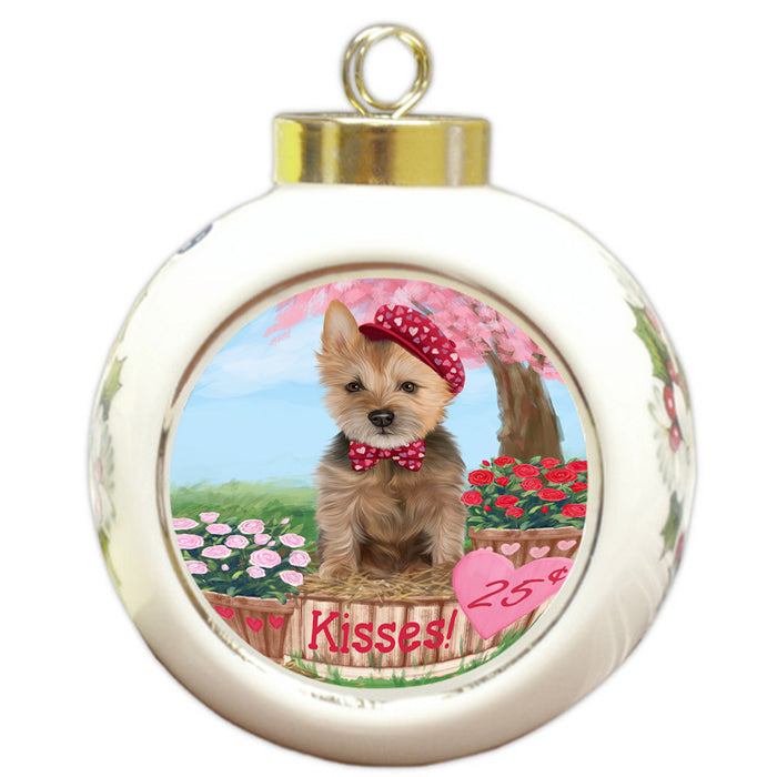 Rosie 25 Cent Kisses Australian Terrier Dog Round Ball Christmas Ornament RBPOR56161