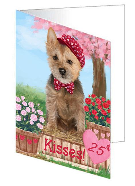 Rosie 25 Cent Kisses Australian Terrier Dog Handmade Artwork Assorted Pets Greeting Cards and Note Cards with Envelopes for All Occasions and Holiday Seasons GCD71930