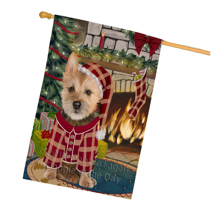 The Stocking was Hung Australian Terrier Dog House Flag FLG55615